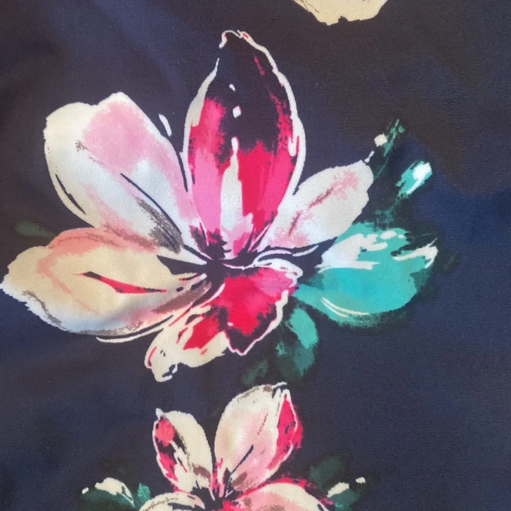 Swim Solutions Navy Floral Women Swim Top - Pink, White, Teal Accents - Picture 5 of 9